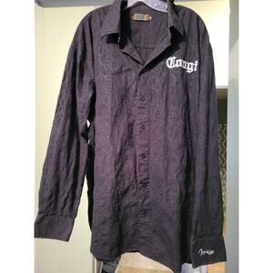 Vintage Coogi Shirt Mens 4XL Black Embroidered Logo Long Sleeve Button Up